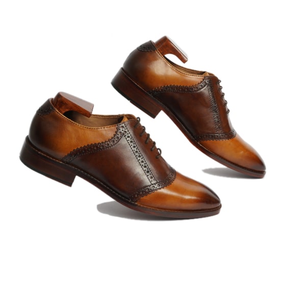 Wingtip Oxford Shade Brown Leather Hand Painted Shoes
