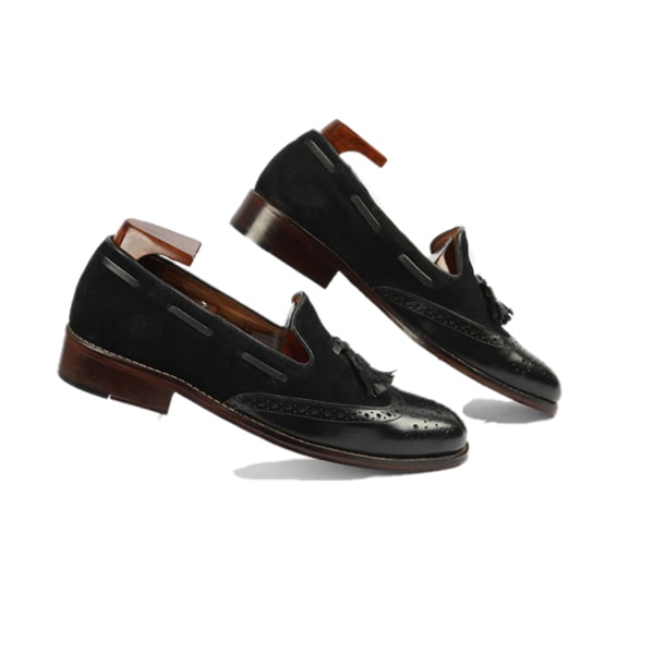 Tassel Suede Black Leather Loafer