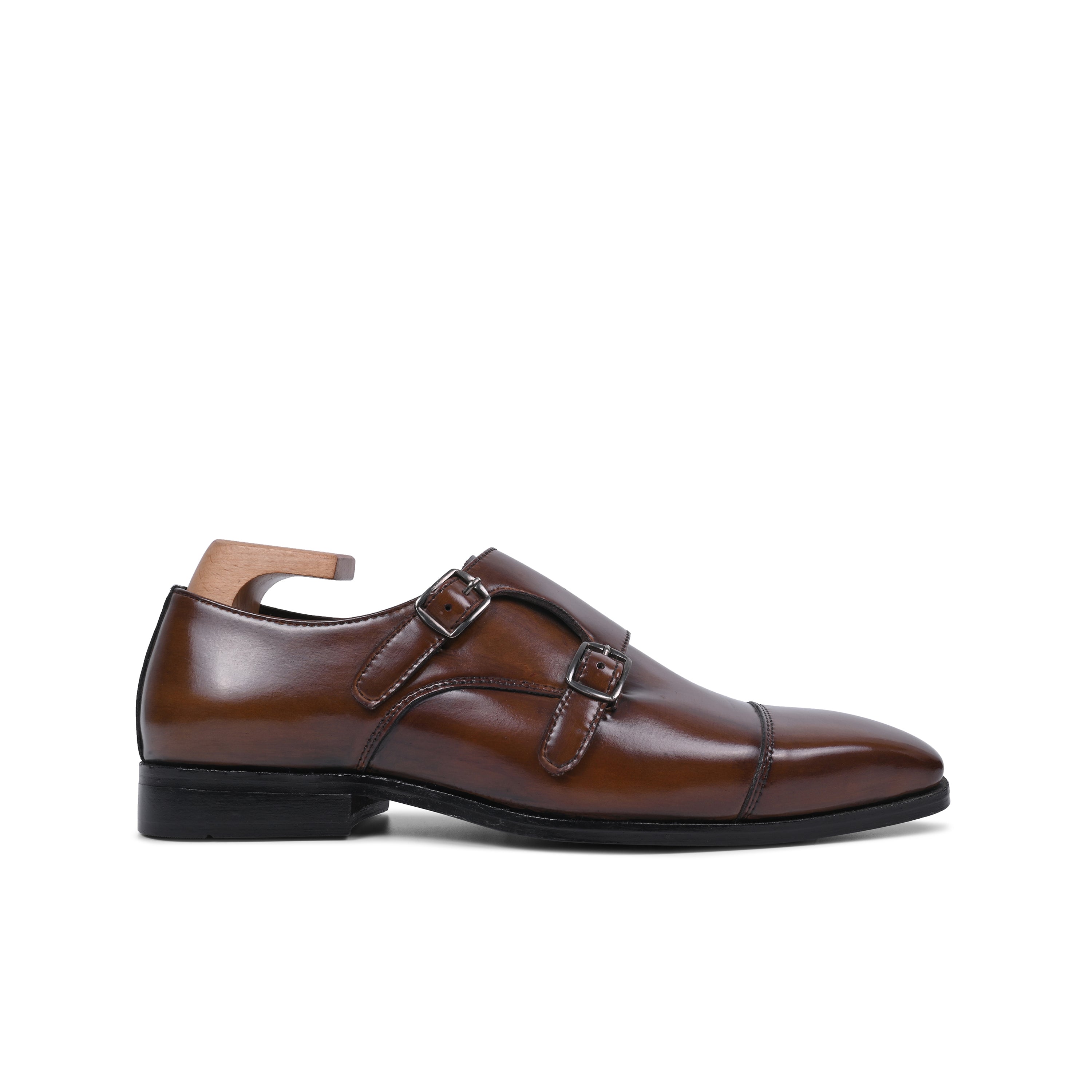 Twin Tuxedos Monkstrap Shoes Dark Brown