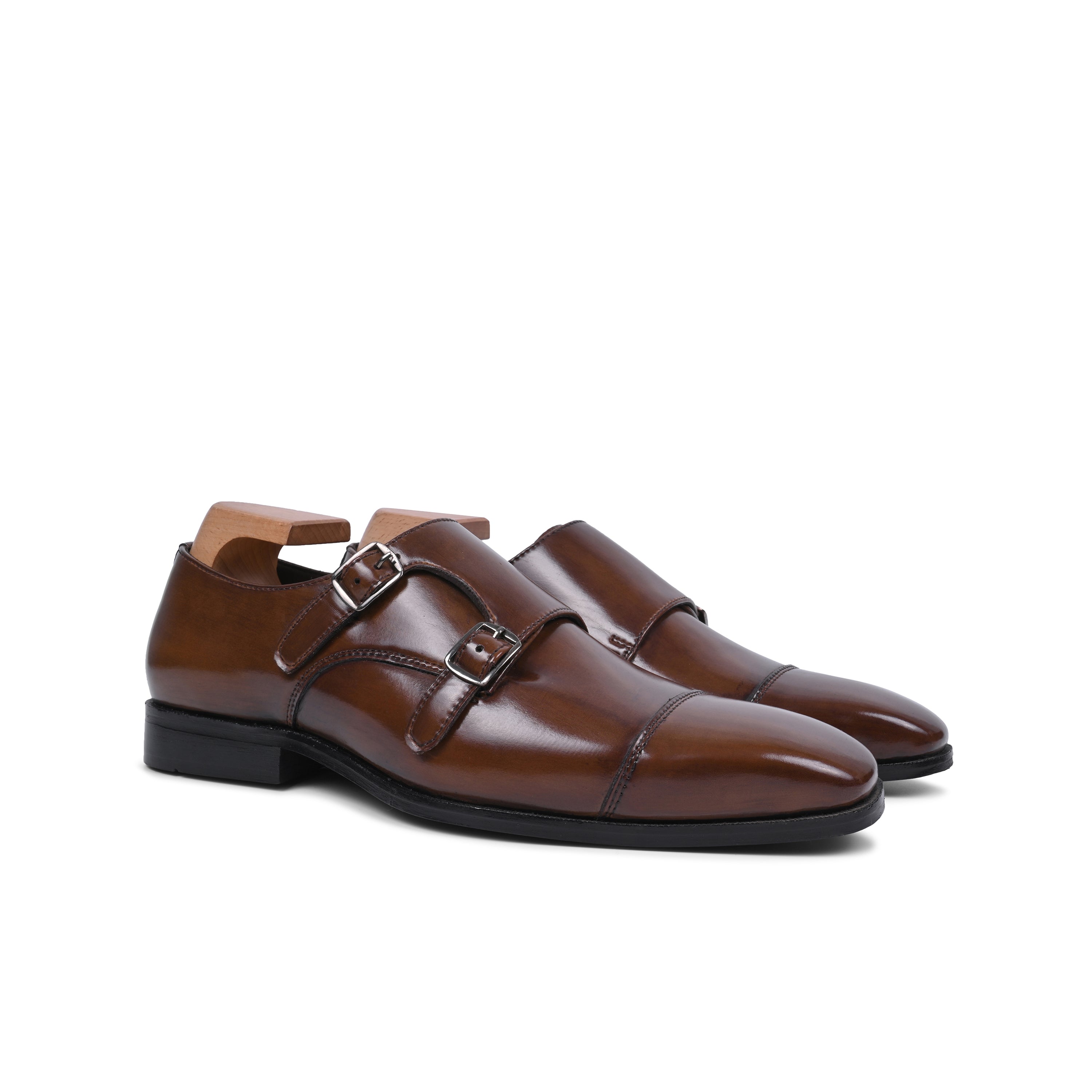 Twin Tuxedos Monkstrap Shoes Dark Brown
