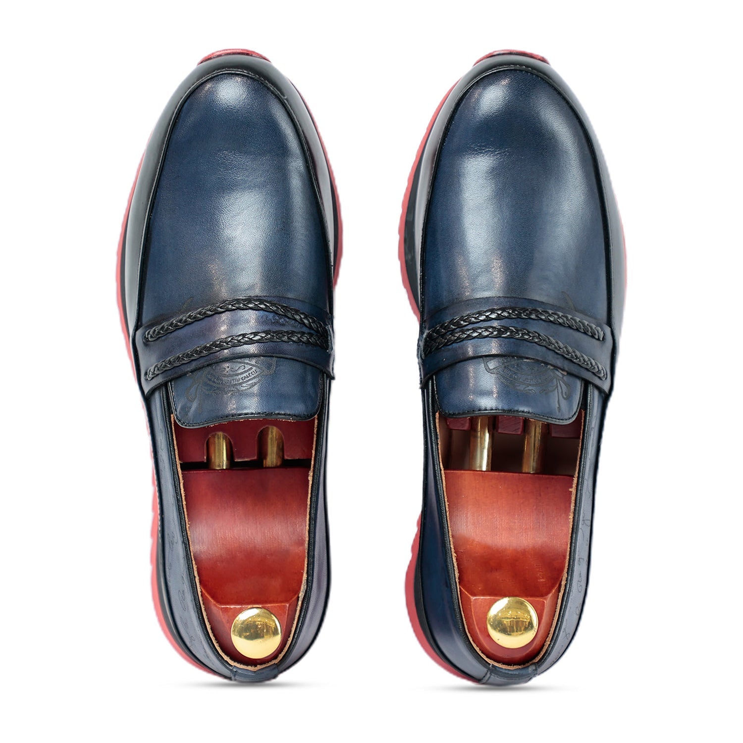 Blue Calf Leather Sneakers