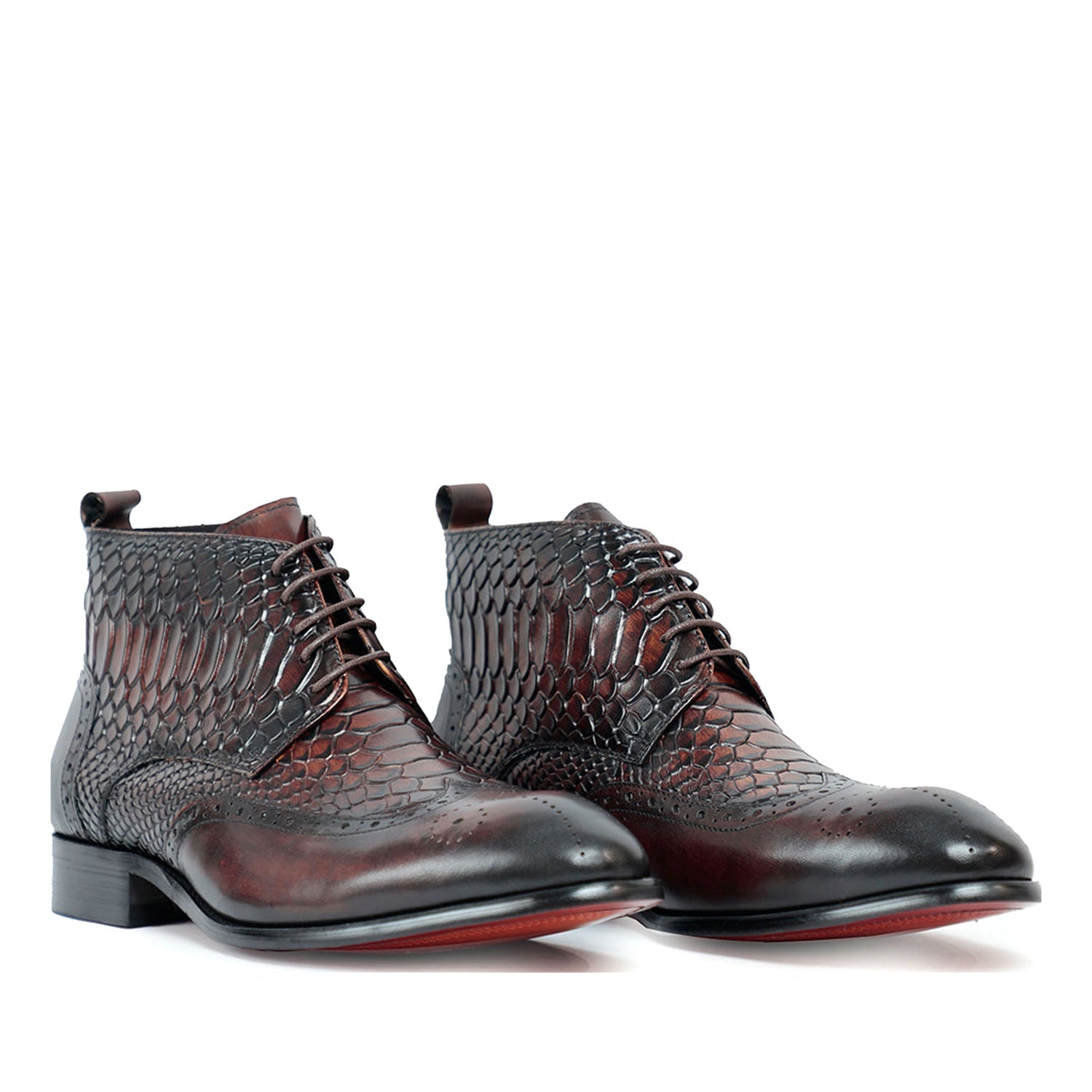 Coffee Croco Ankle Boots