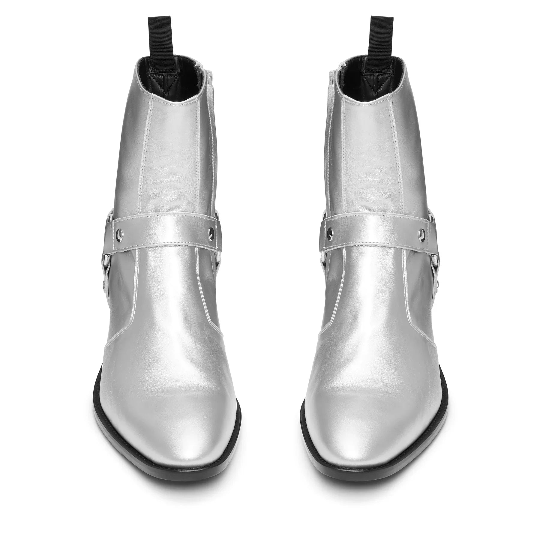 Harness Zip Boot - Silver Leather
