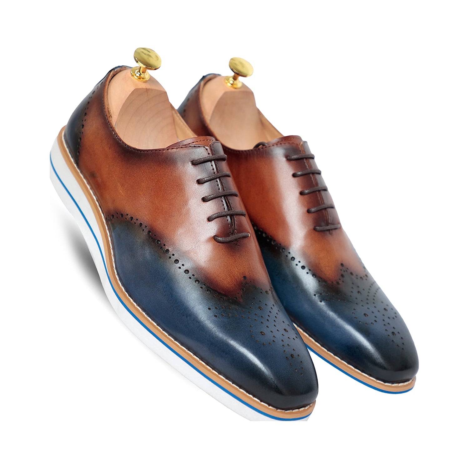 Ethen Blue Brown Oxford Shoes