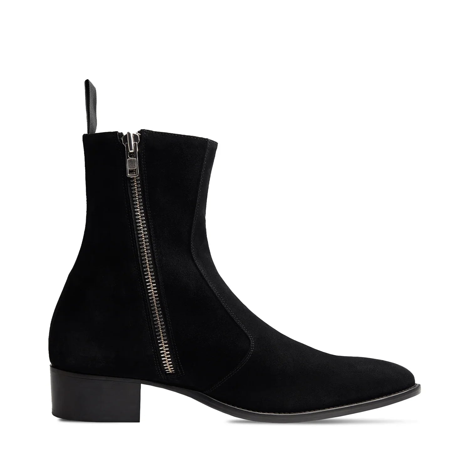Side Zip Boot - Black Suede Leather