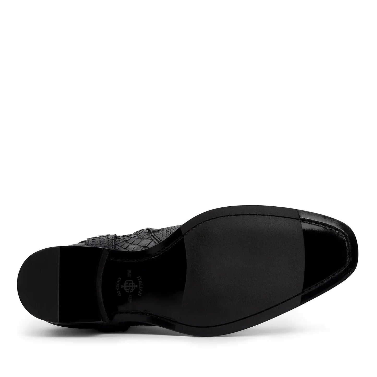 Harness Zip Boot - Black Python-Effect Hand-Dyed Leather