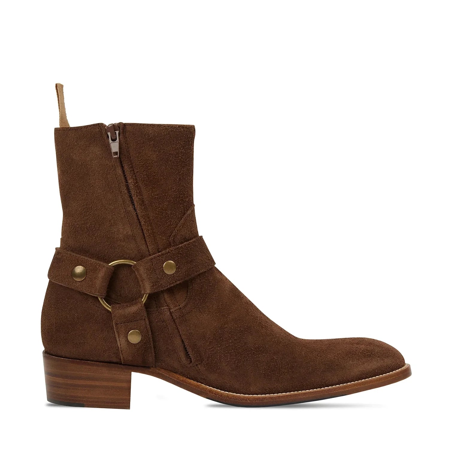 Harness Zip Boot - Ochre Suede Leather