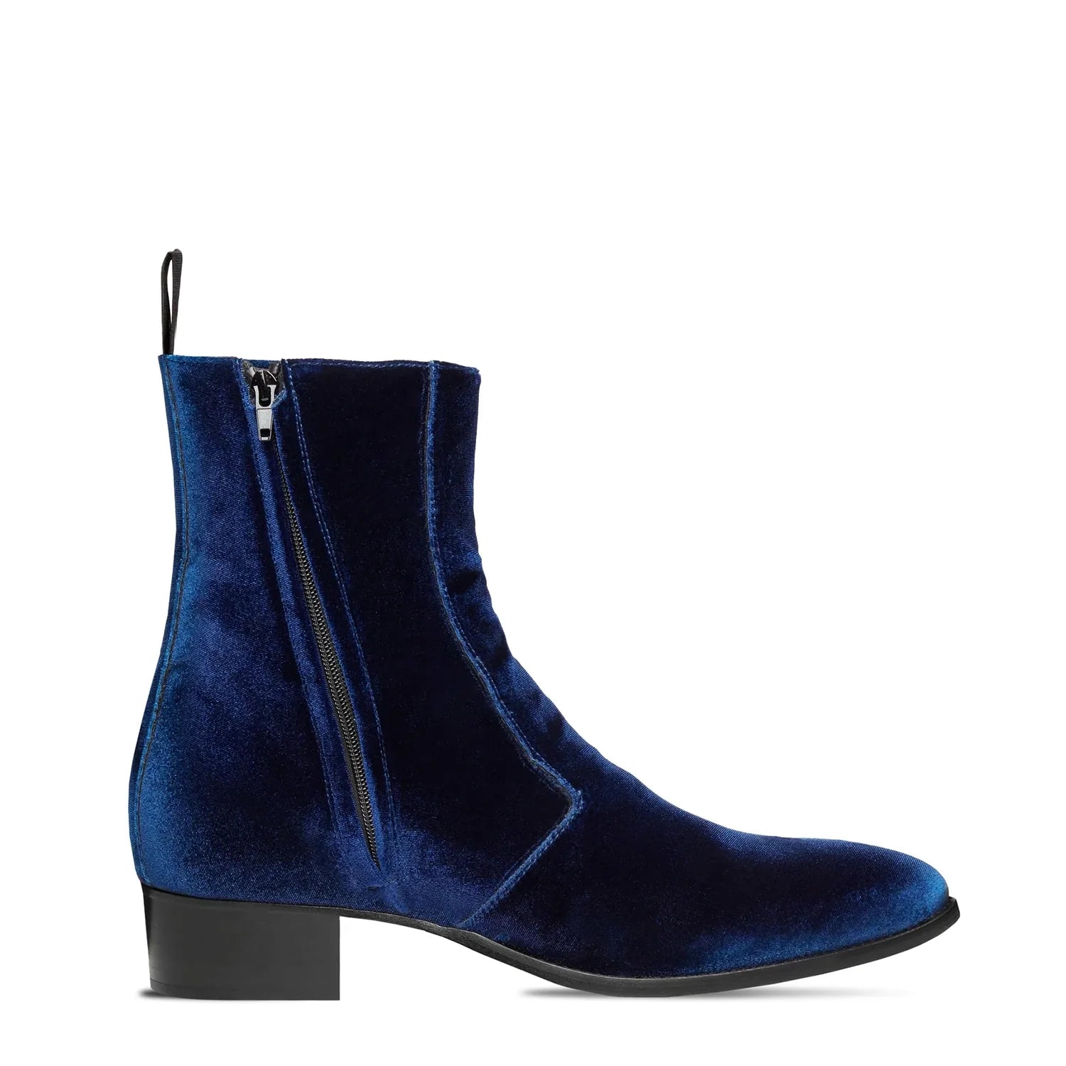 Side Zip Boot - Navy Blue Velvet