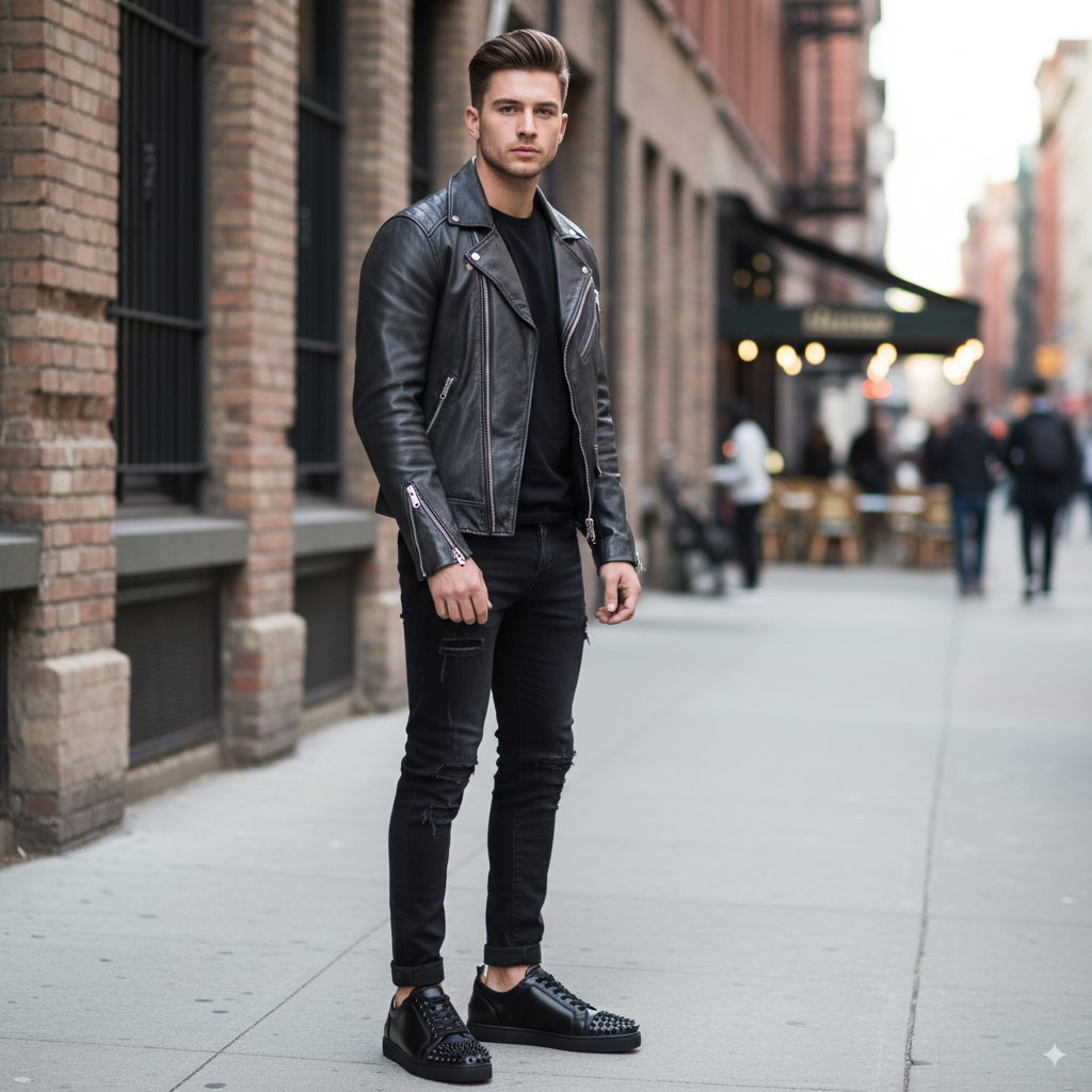 Men Casual Leather Lace-Up White Sneaker