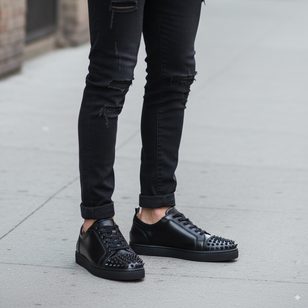 Men Casual Leather Lace-Up White Sneaker