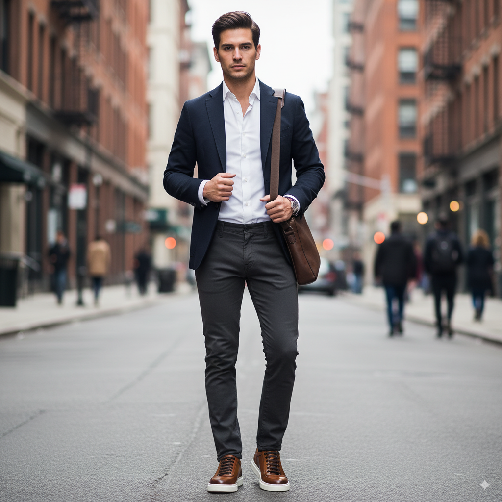 Men's Trendy Blue Lace-up Sneaker