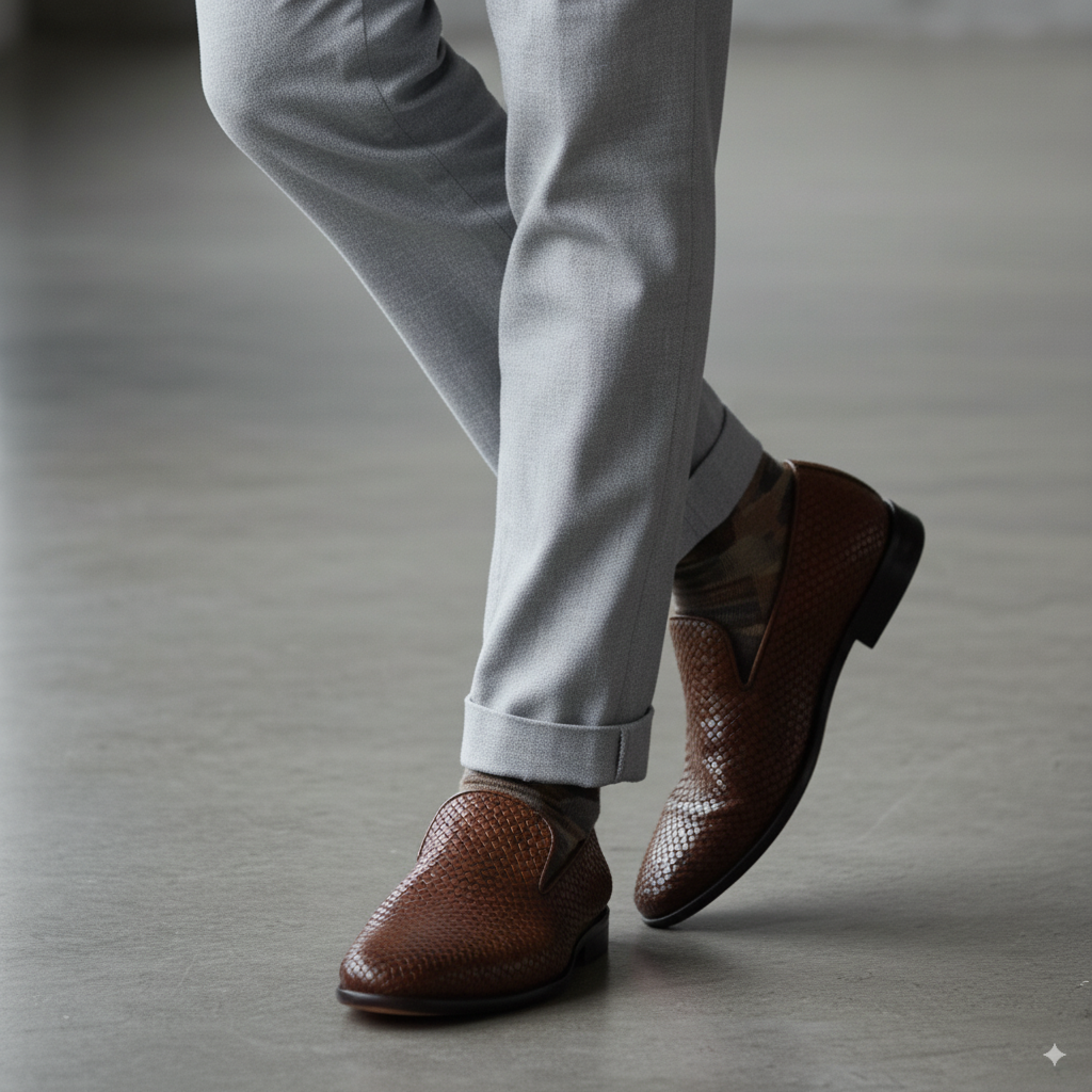 Alessandro Brown Leather Italian Loafers