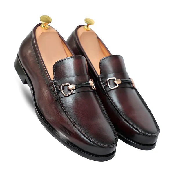 Brown Horsebit Slip On Loafers