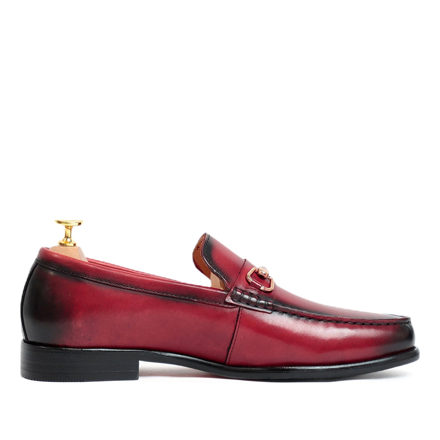 Burgundy Horsebit Slip On Loafers