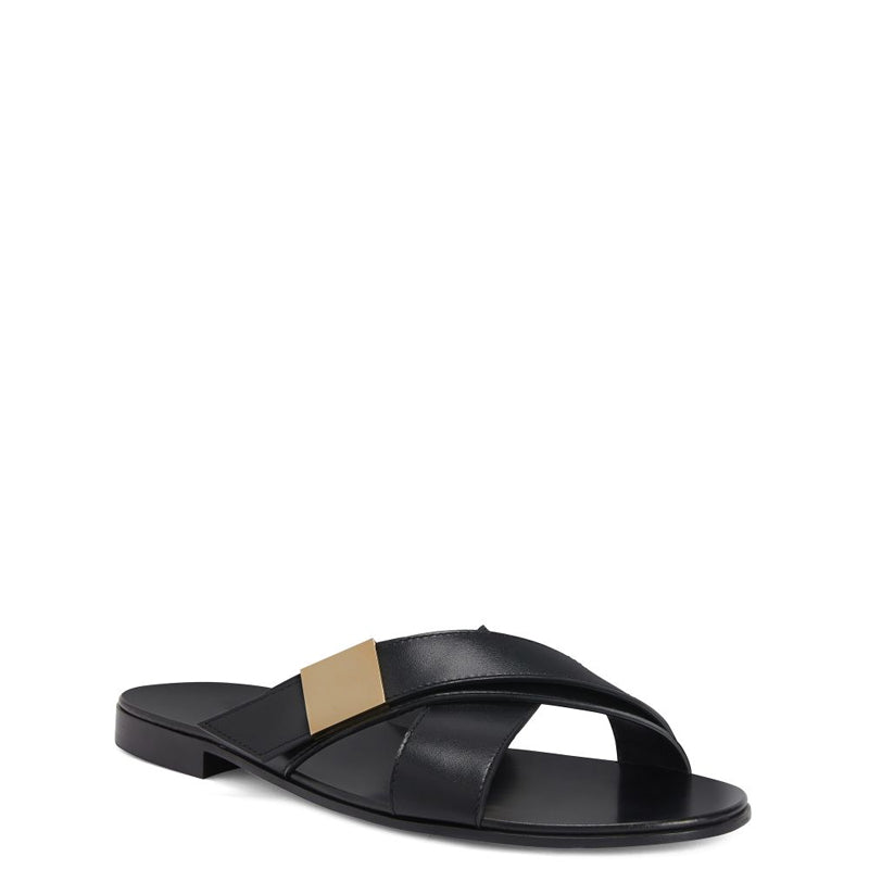 Crossed Bands Handmade Comfort Black Sandal