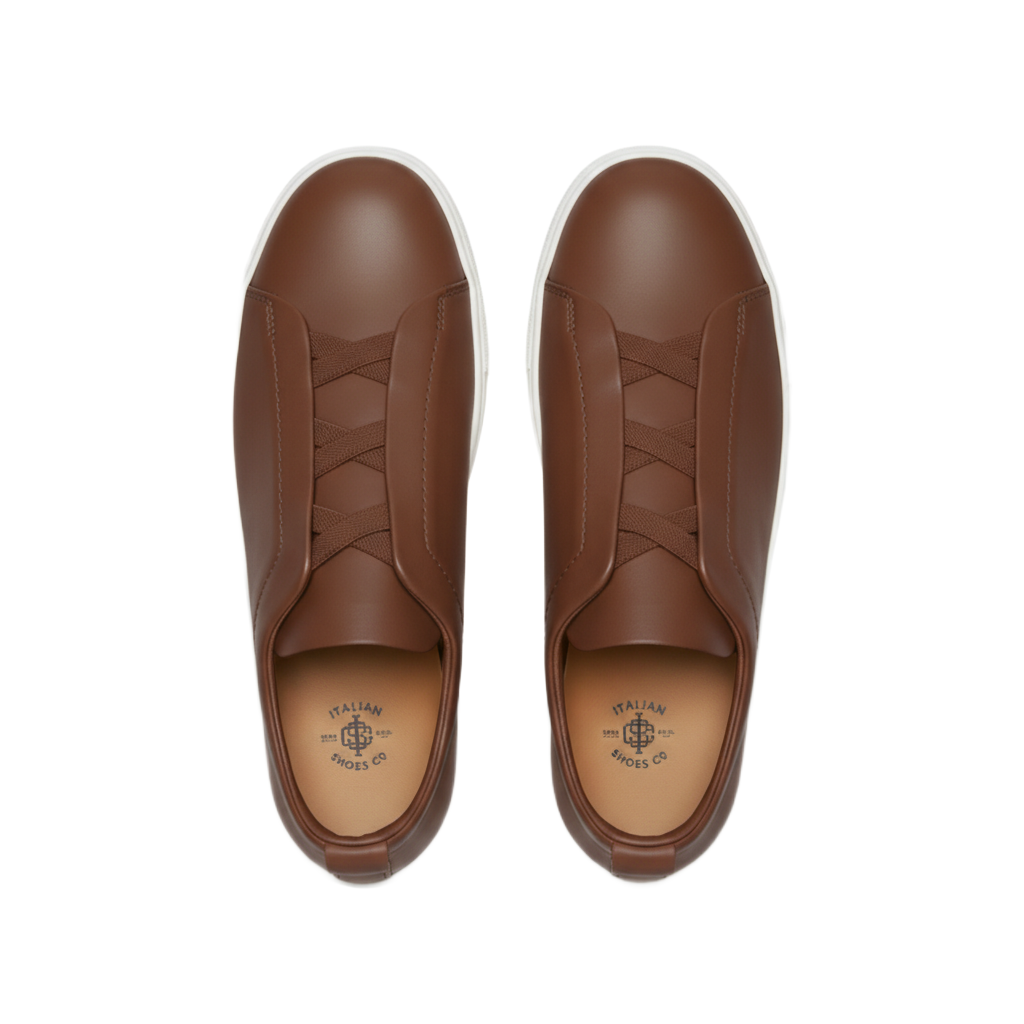 Luxury Edition Triple Stitch Leather Tan Sneaker for Men's