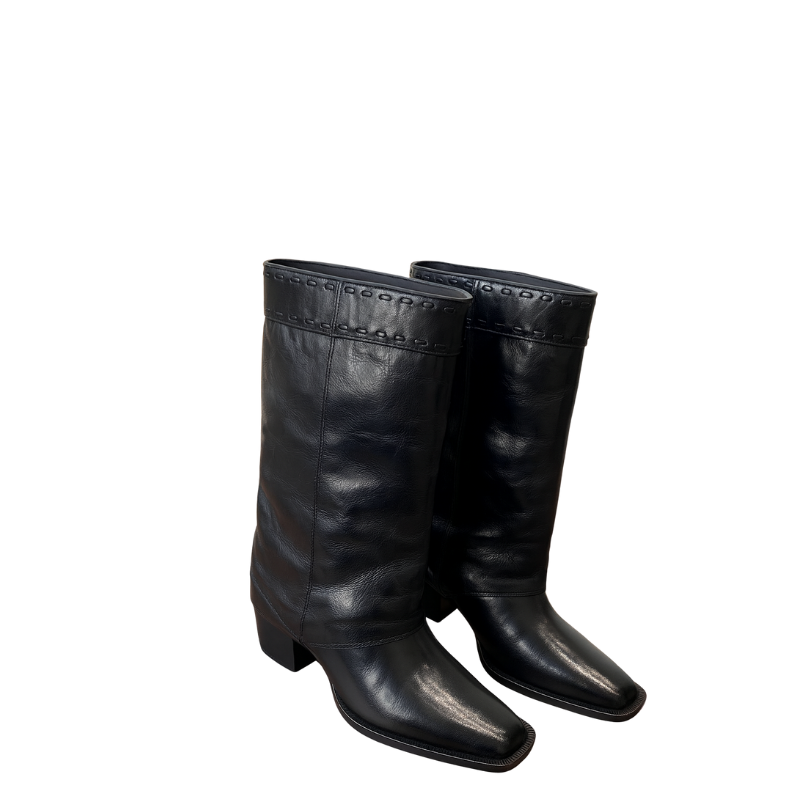 Luxury Leather Black Wide Fit Ankle Boots for Women's