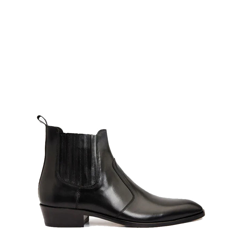 Black Leather Men's Ankle Boots