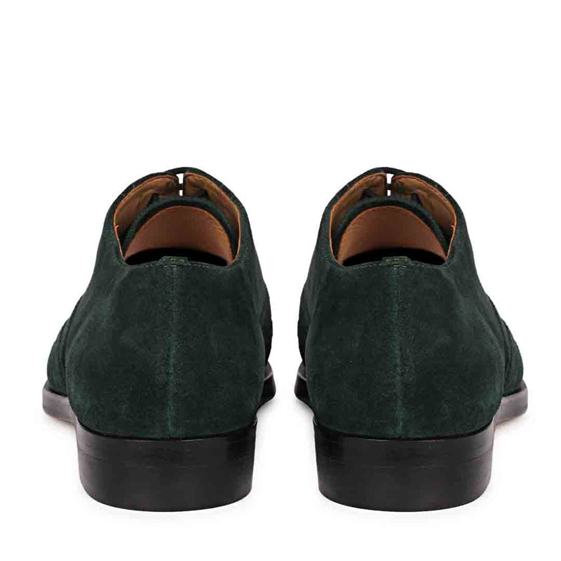 Leather Square Toe Lace Up Green Wingtip Oxford Shoe