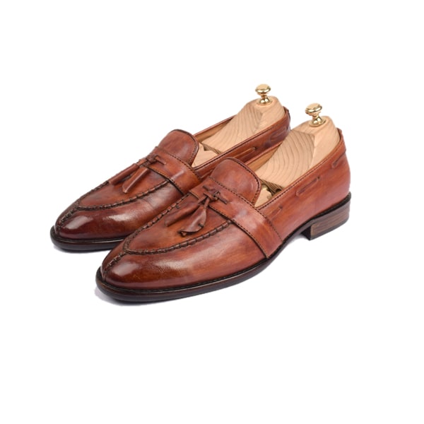 Tassel Brown Hand Painted Leather Loafer