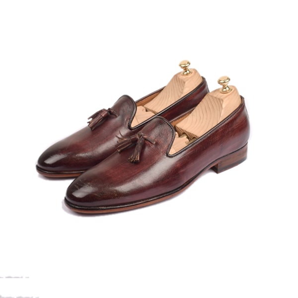 Tassel Burgundy Leather Hand Polished Loafer