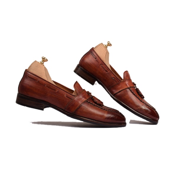 Tassel Brown Hand Painted Leather Loafer