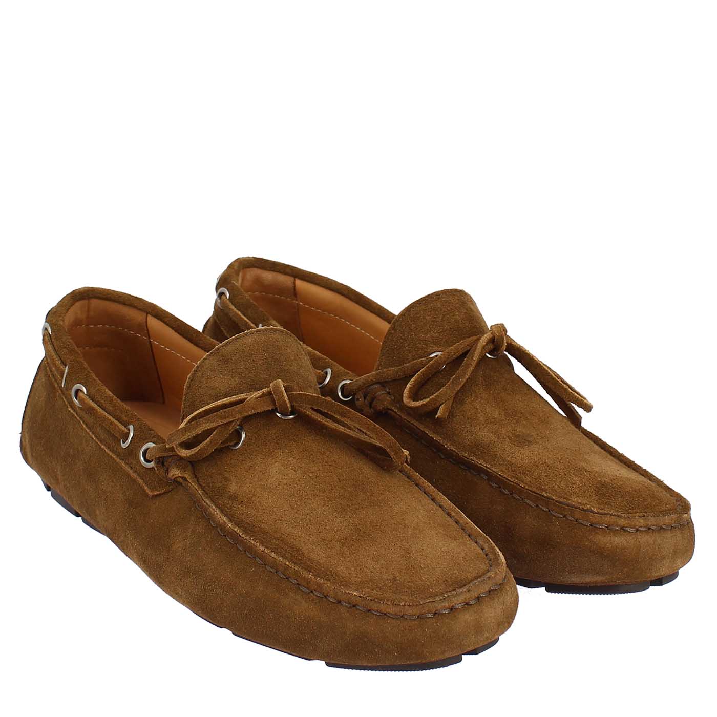 Handmade Carshoe Loafers in brown suede