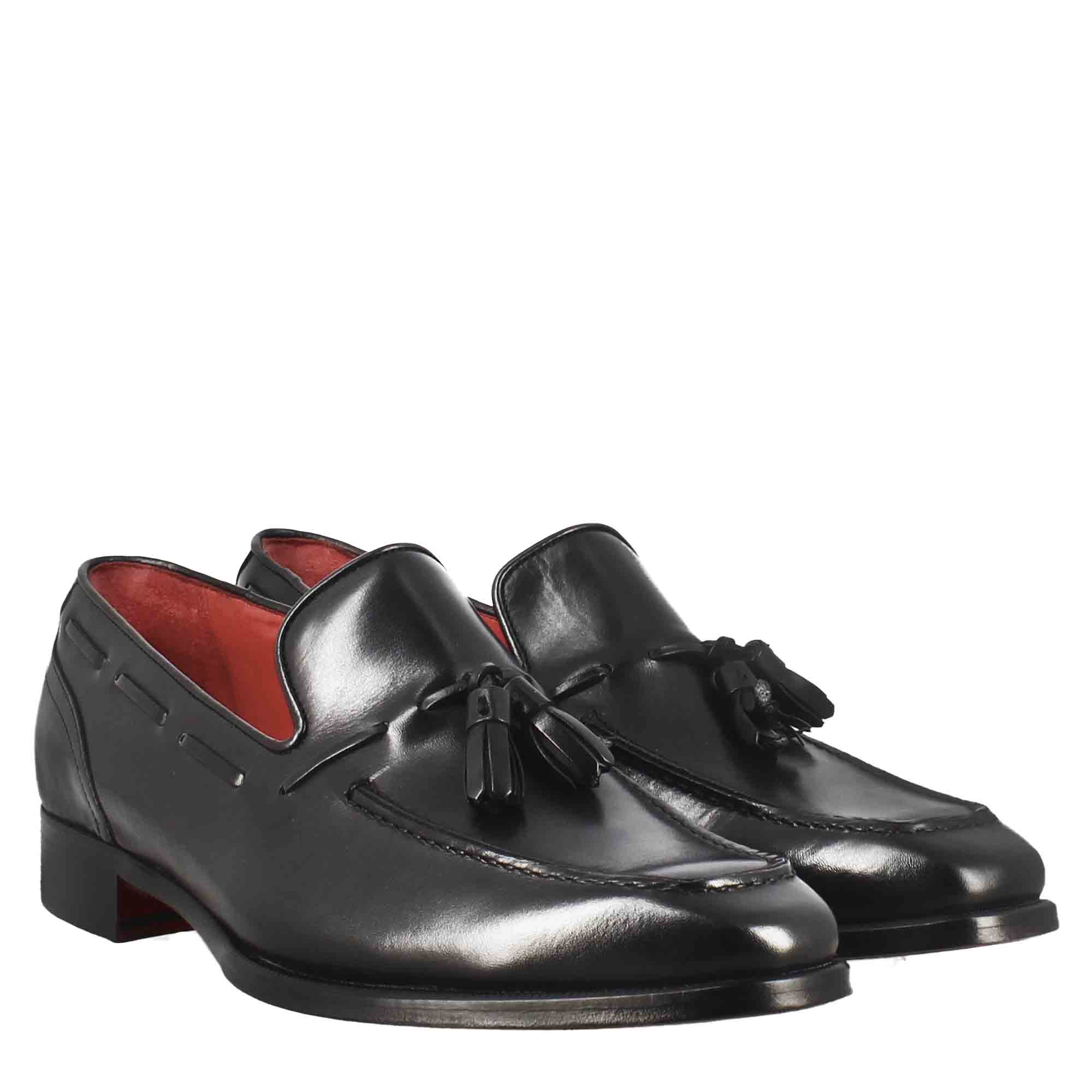 Black Square Toe Moccasin