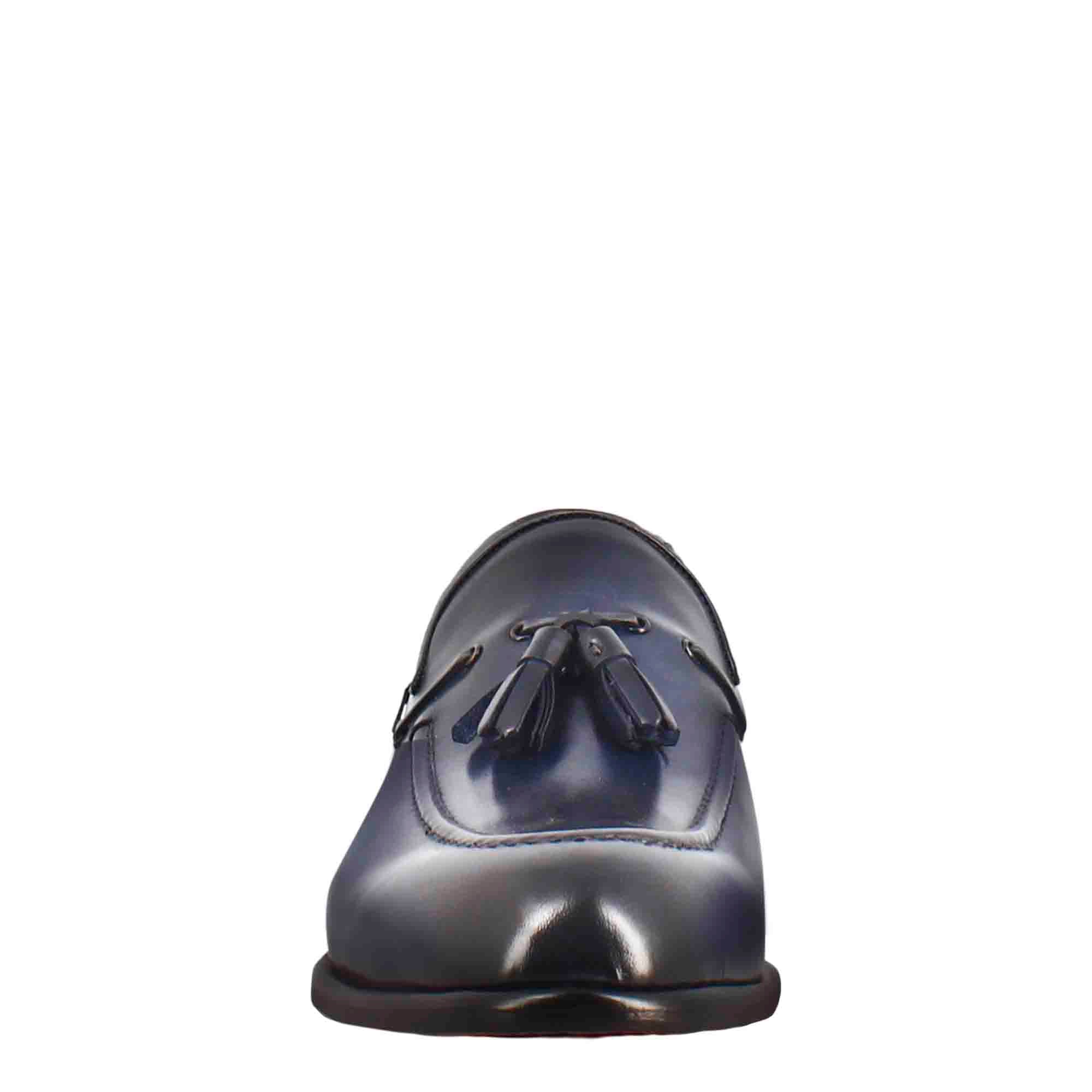 Dark Blue Leather Moccasin