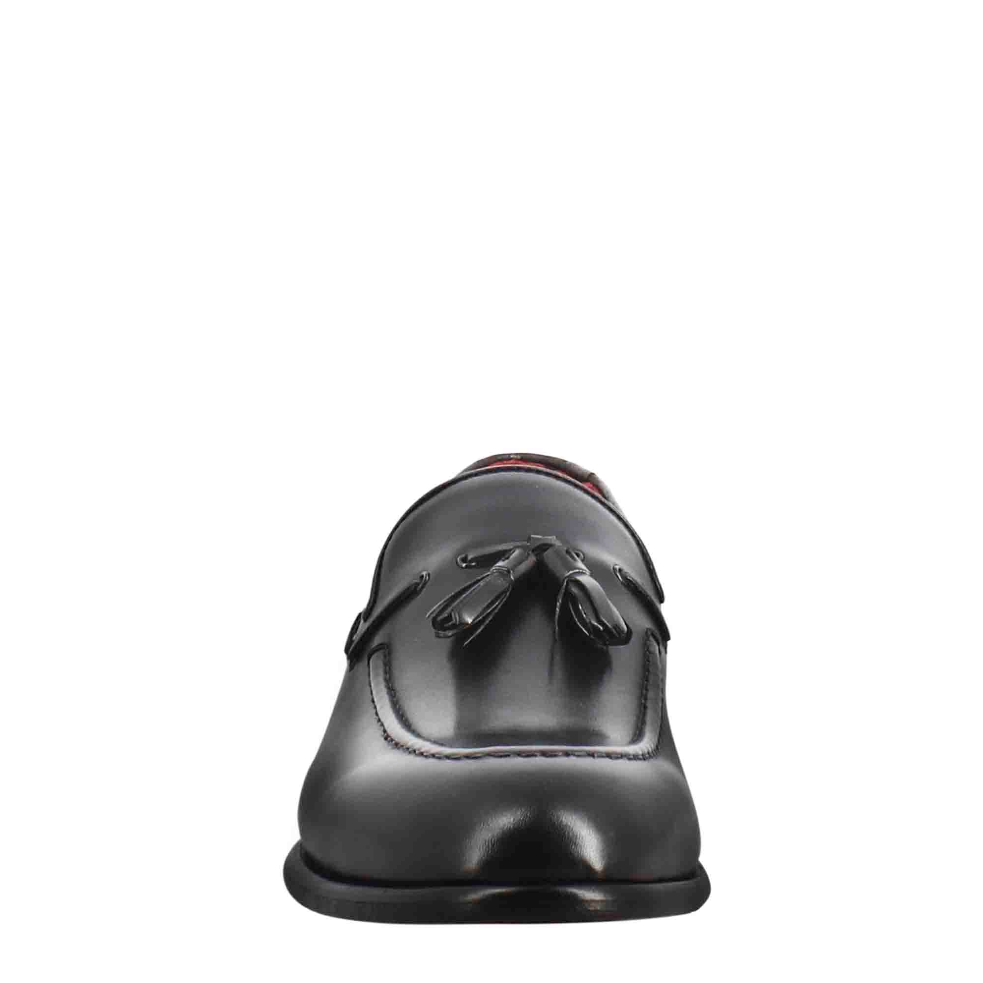 Black Leather Tassel Moccasin