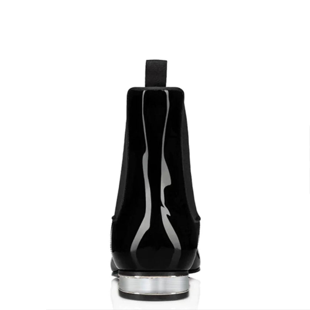 Polished Leather Black Italian Chelsea Boots for Men's