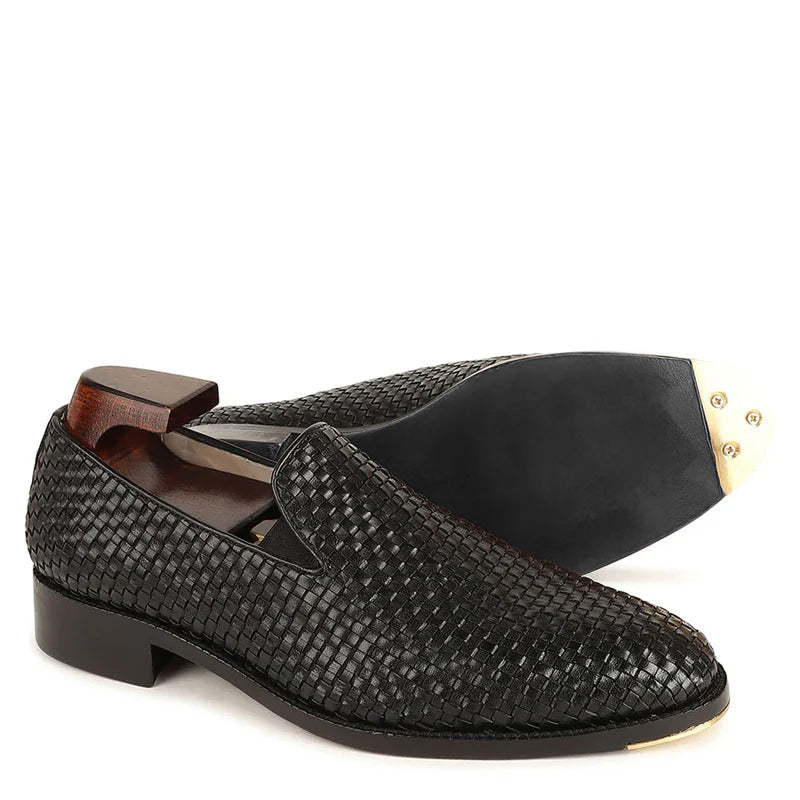 Premium Handmade Woven Leather Loafers For Men