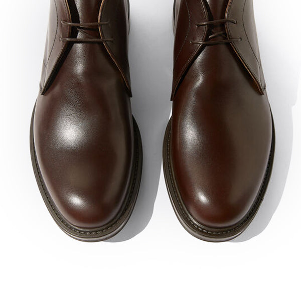 Derby Chukka Boots In Dark Brown Leather