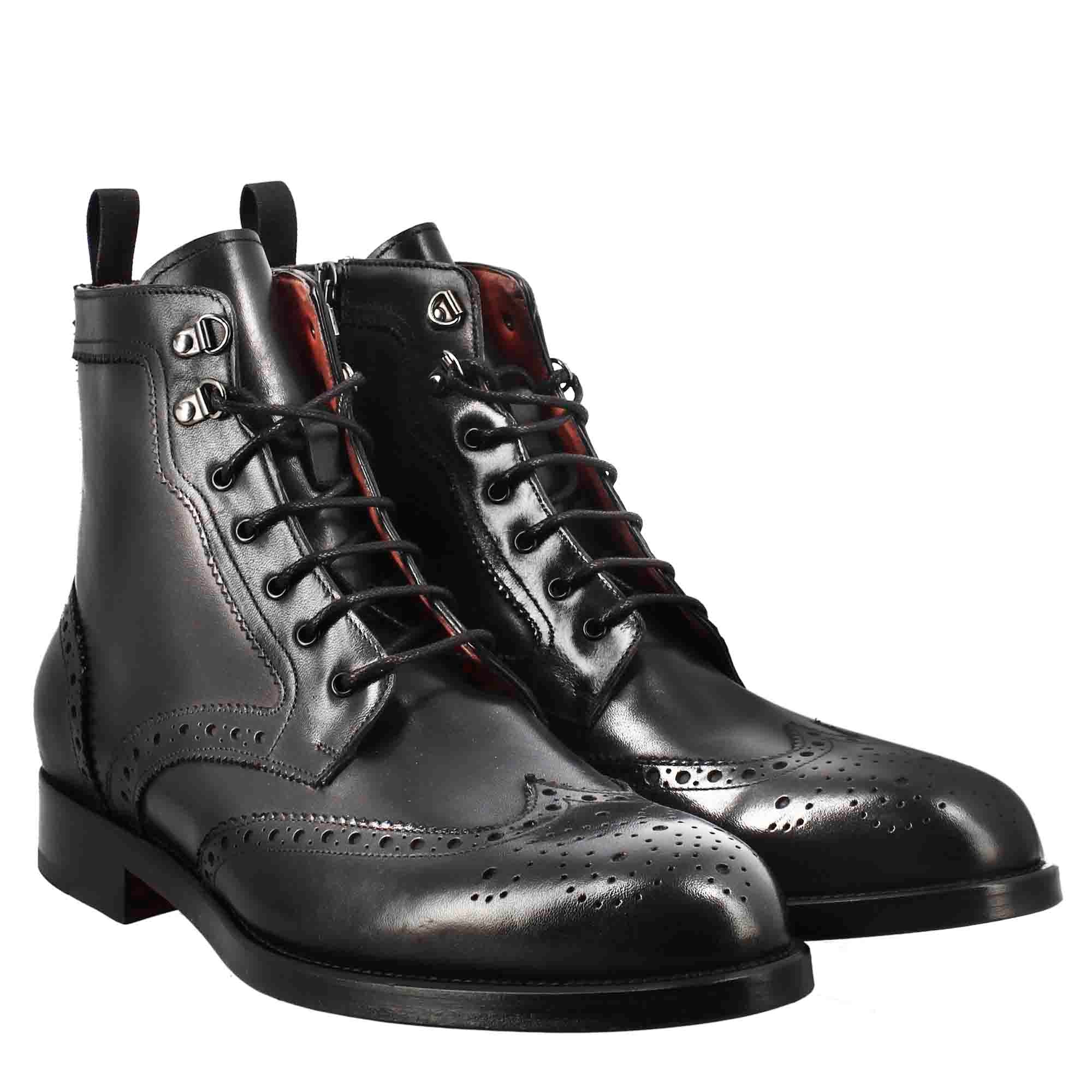 Black Amphibious Brogue Boots