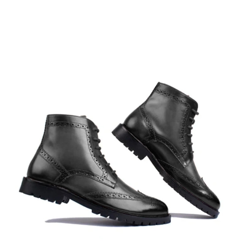 Wingtip High Ankle Lace up Boots