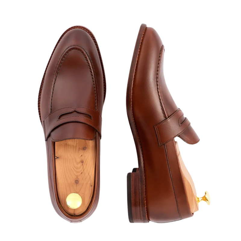 Men's Slip-On Burgundy Shoe with Stacked Heel