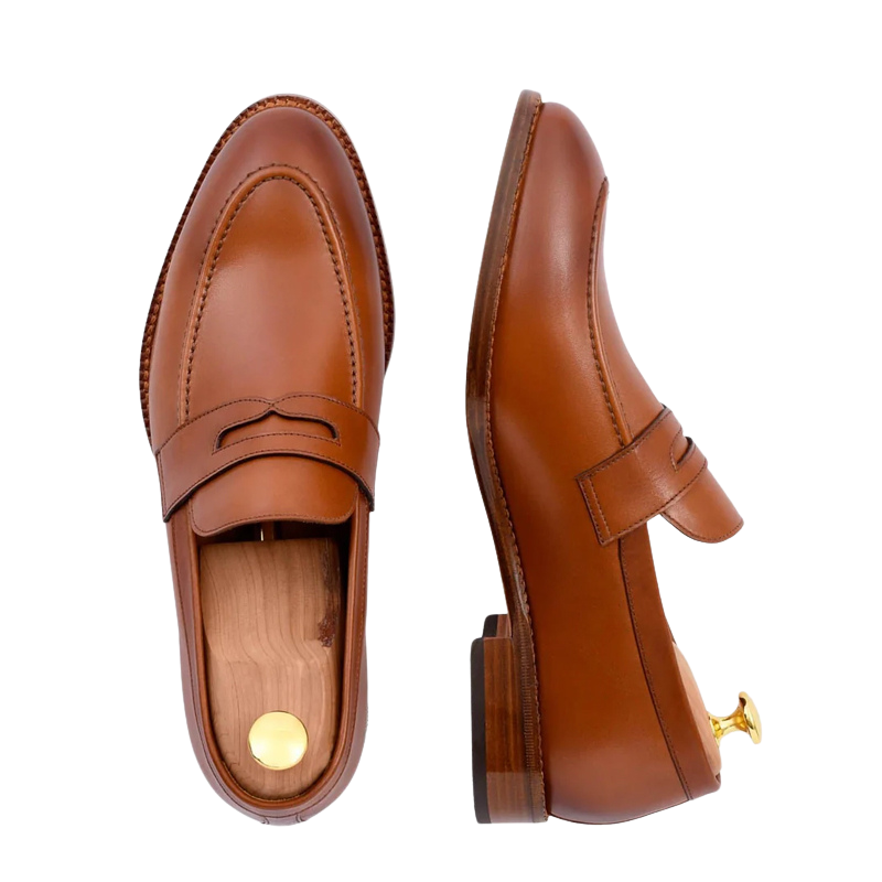 Men's Slip-On Brown Shoe with Stacked Heel