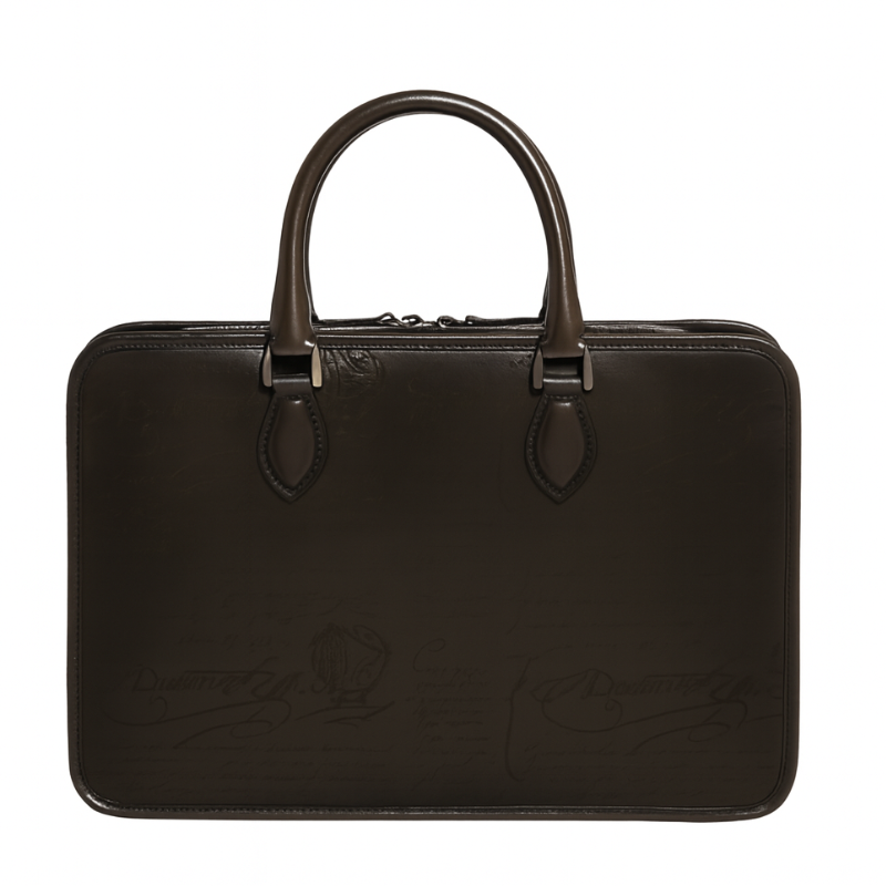 Luxury Handcrafted Printed Leather Blue Briefcase