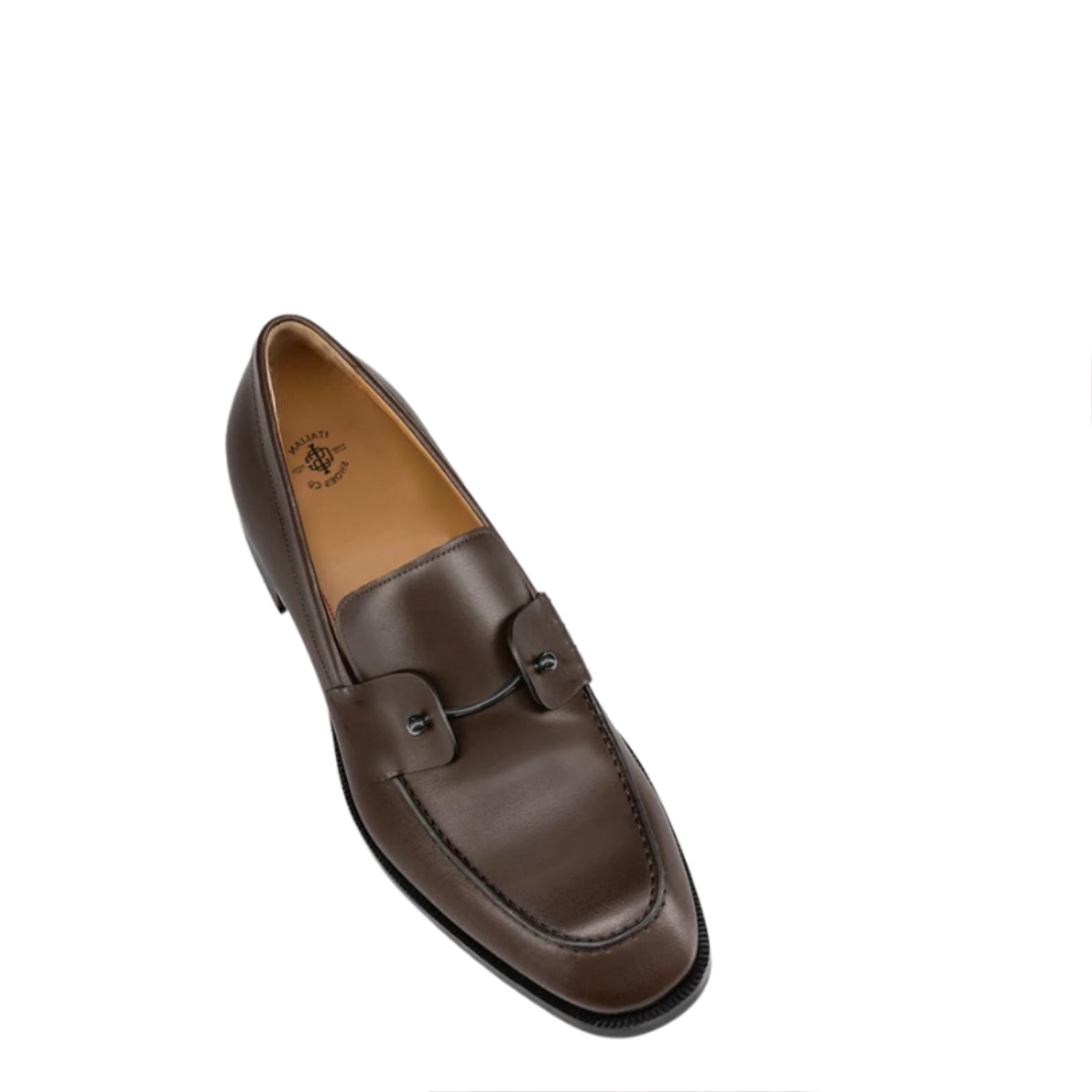 Luxury Brown Loafers in Metallic Strap