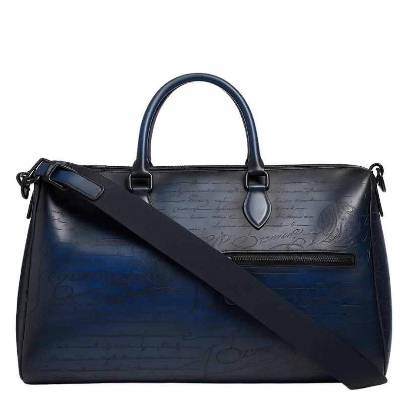 Premium Travel Duffel Leather Blue Luggage Bag
