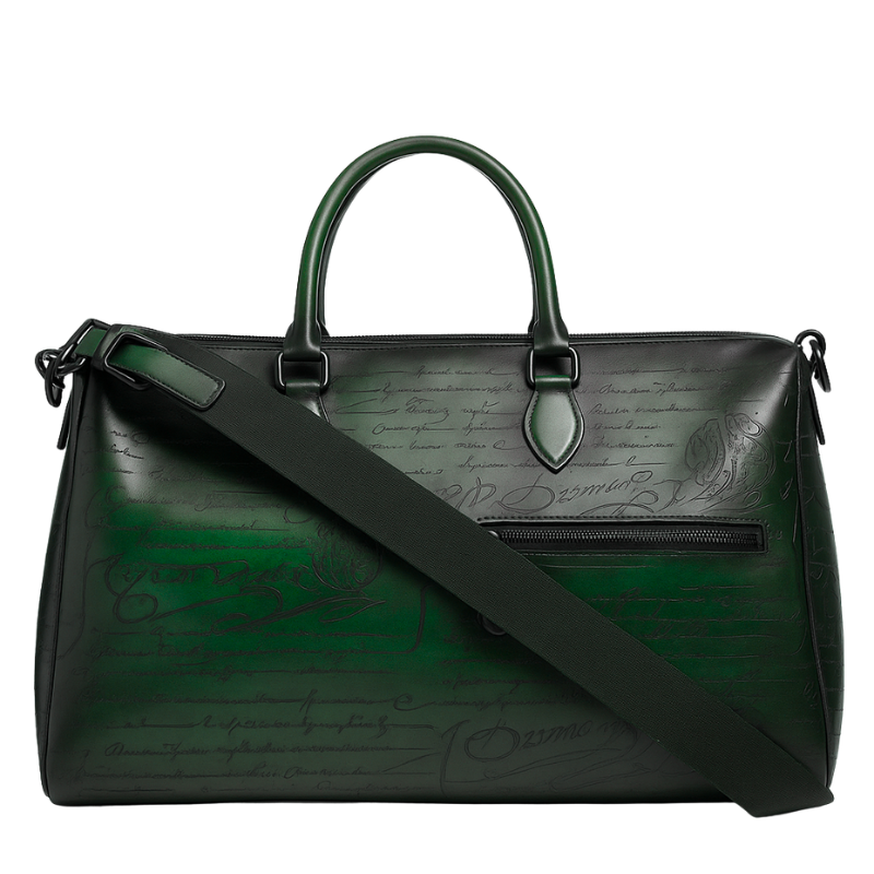 Premium Travel Duffel Leather Green Luggage Bag