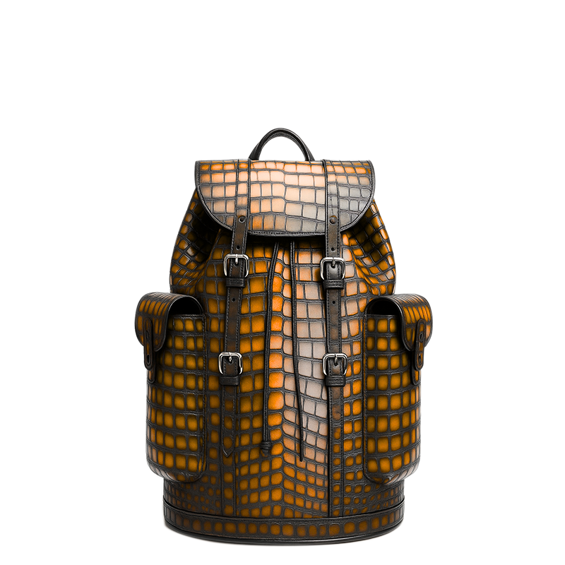 Luxury Blue Croco Leather Backpack