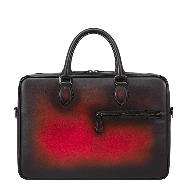 Men's Italian Multifunctional Leather Luxury Brown Briefcase Bag