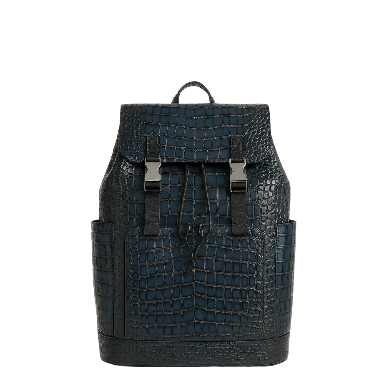 Luxury Sleek Croc Embossed Leather Backpack