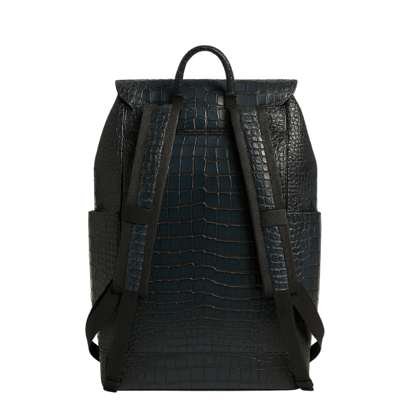 Luxury Sleek Croc Embossed Leather Backpack
