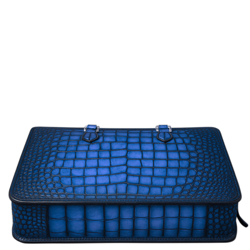 Men's Original Luxury Black Crocodile Leather Briefcase Bag