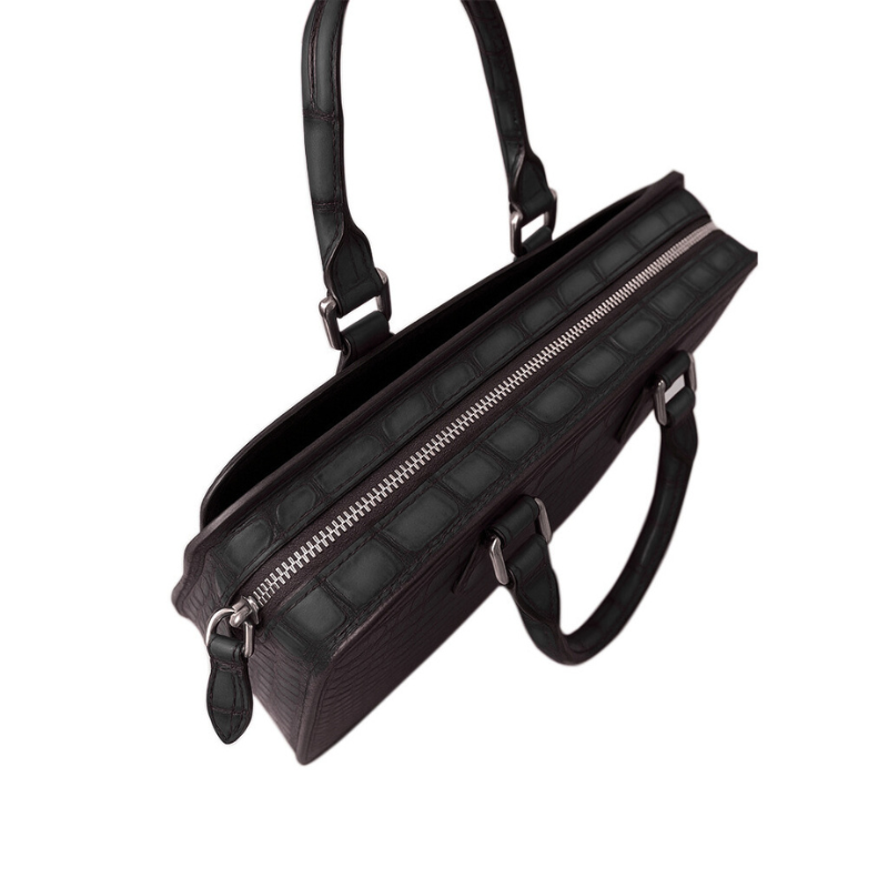 Men's Original Luxury Black Crocodile Leather Briefcase Bag