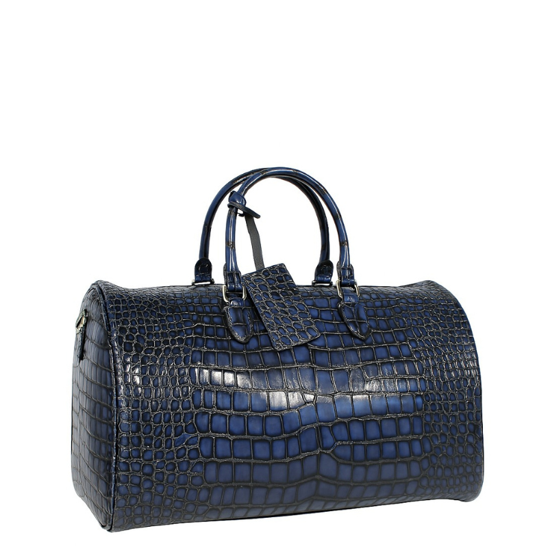 Italian Vintage Crocodile Leather Duffel Bag