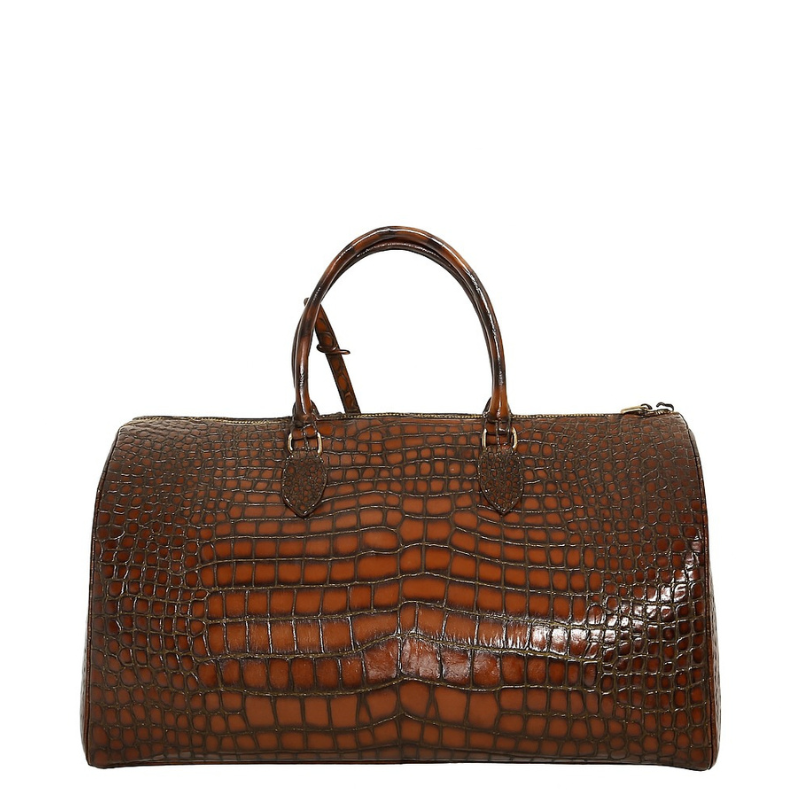 Italian Vintage Crocodile Leather Duffel Bag