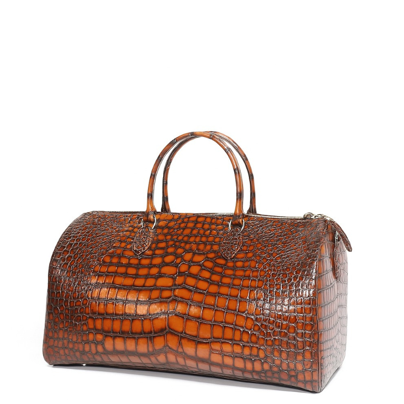 Italian Vintage Crocodile Leather Duffel Bag